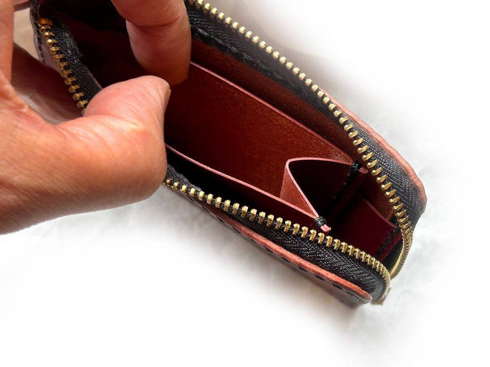 Zip Leather Wallet Short / BURGUNDY