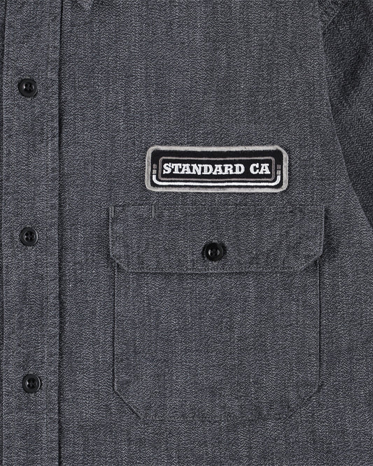 SD Logo Patch Black Chambray Work Shirt Vintage Wash