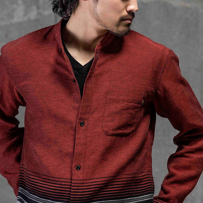 Stand Collar Native Jacquard Shirt