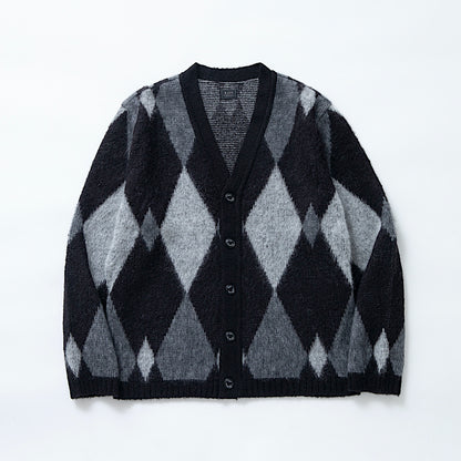 Argyle Mohair Knit Cardigan