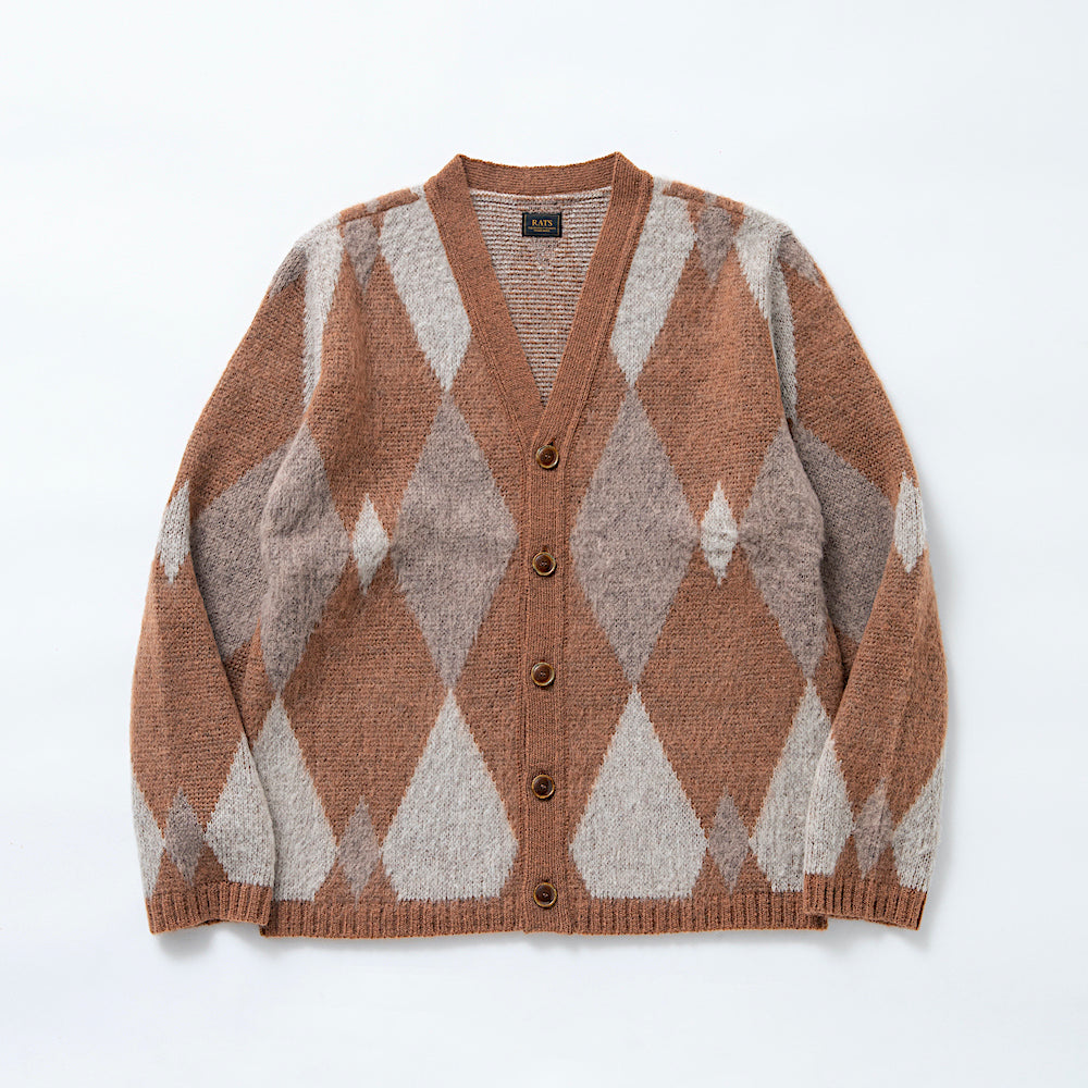 Argyle Mohair Knit Cardigan