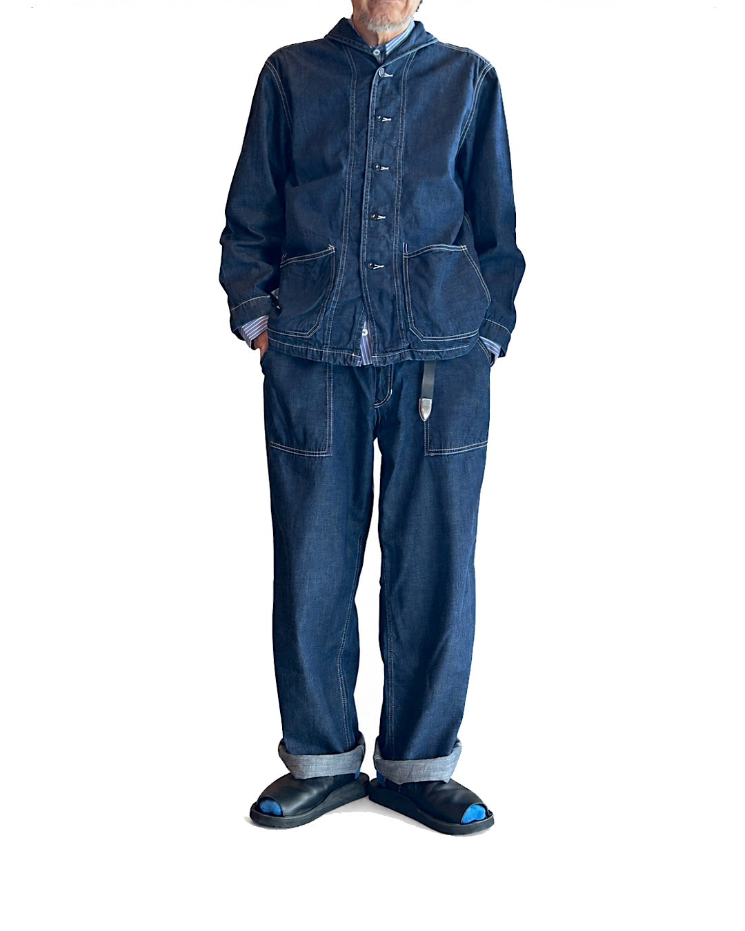 Shawl Collar Denim Coverall
