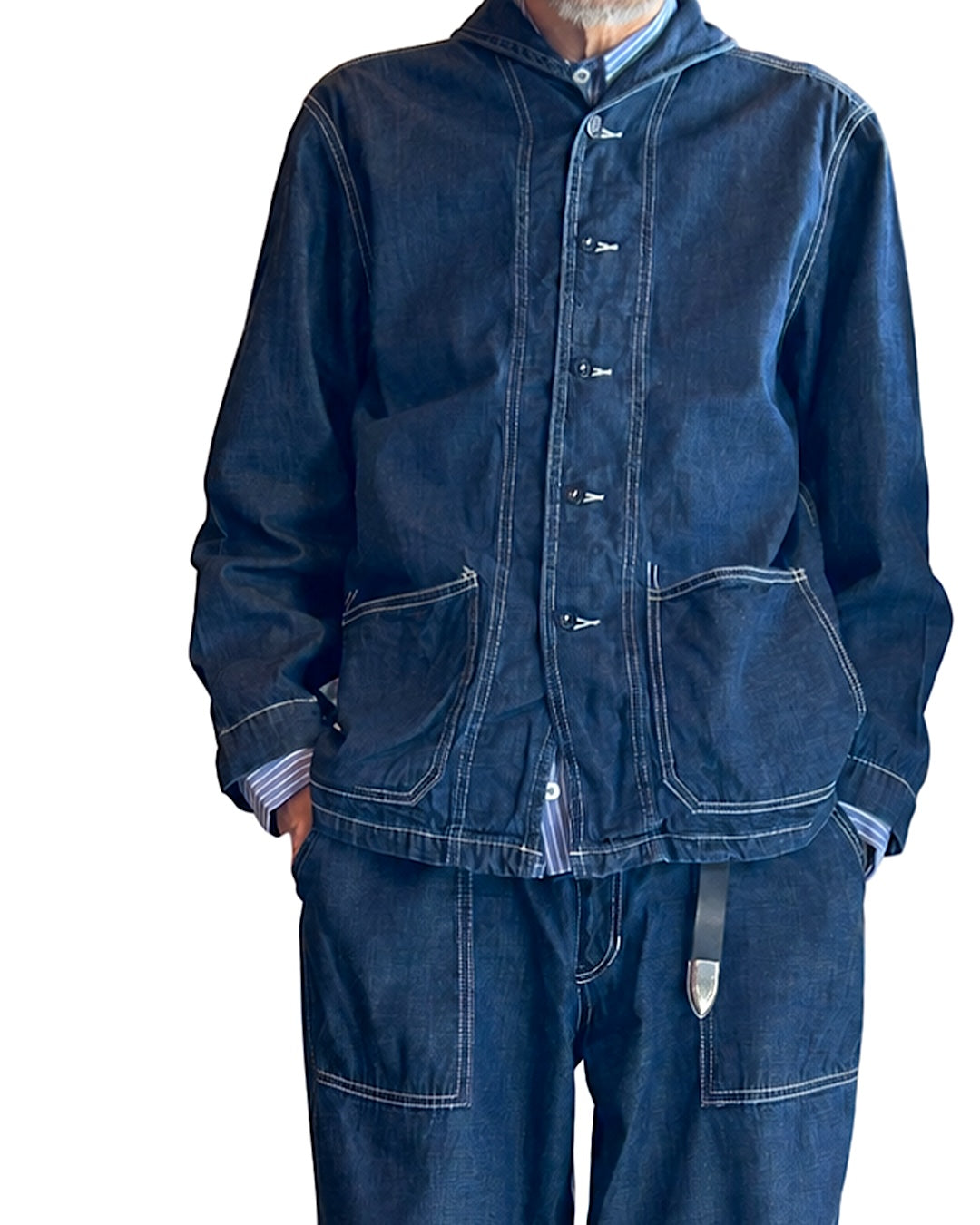 Shawl Collar Denim Coverall
