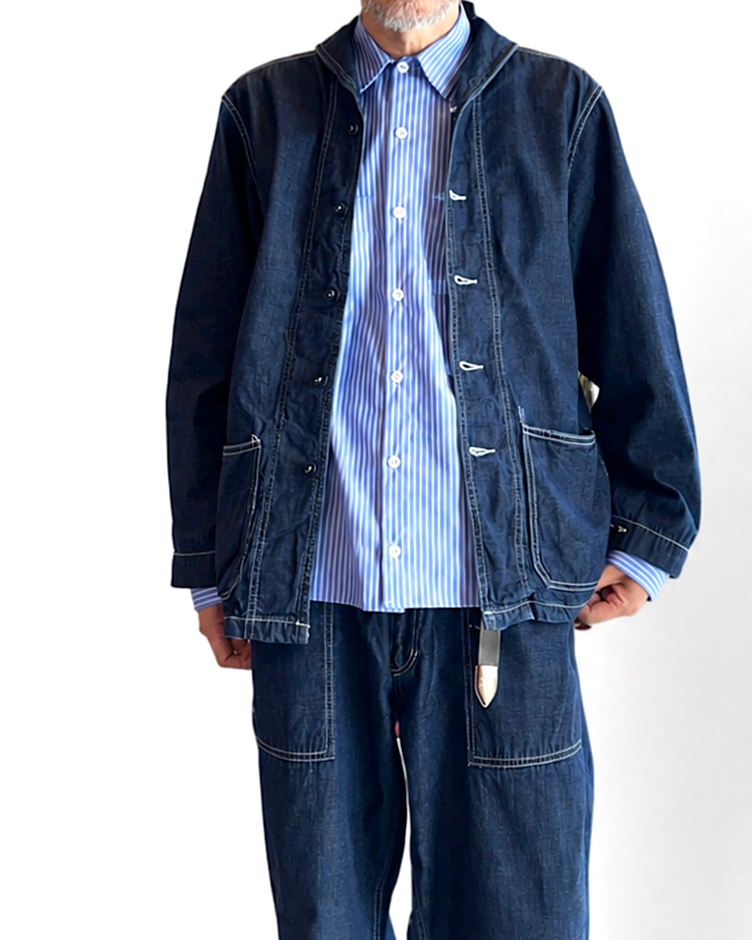 Shawl Collar Denim Coverall