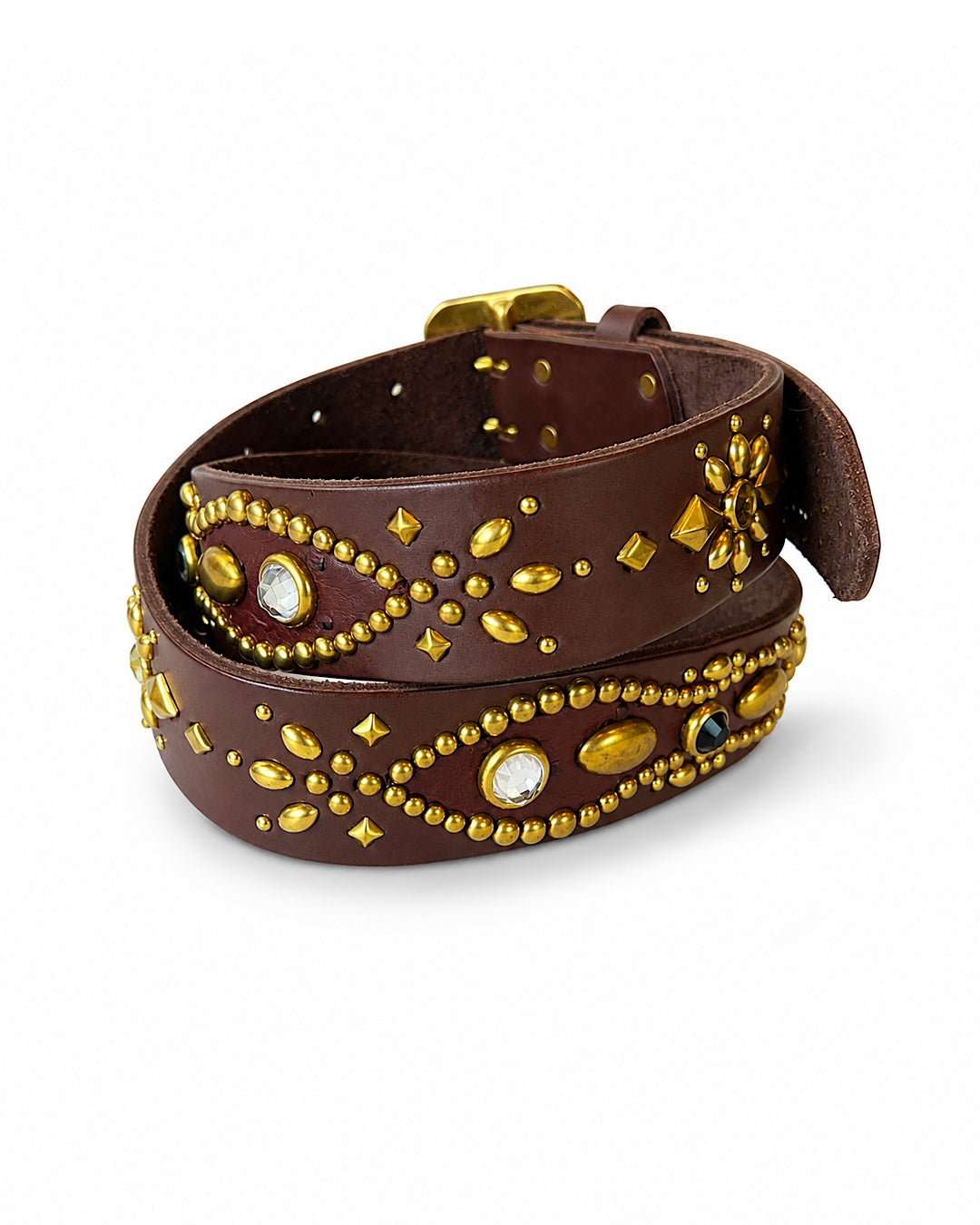 W-pins Studs Belt BROWN