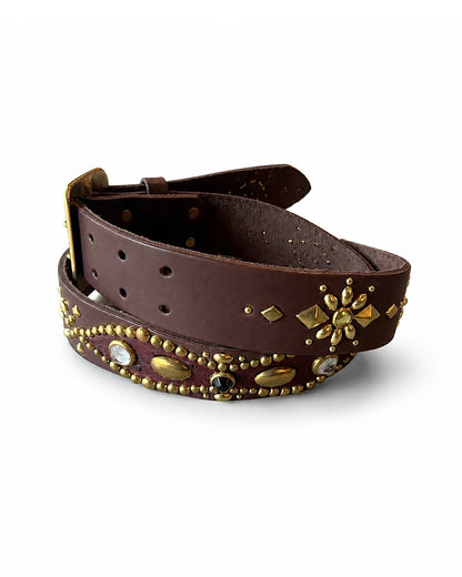 W-pins Studs Belt BROWN