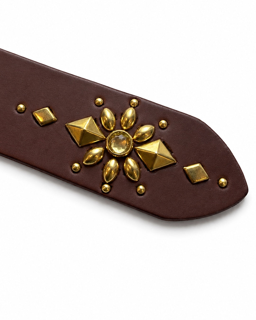 W-pins Studs Belt BROWN