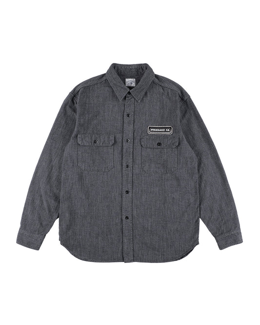 SD Logo Patch Black Chambray Work Shirt Vintage Wash