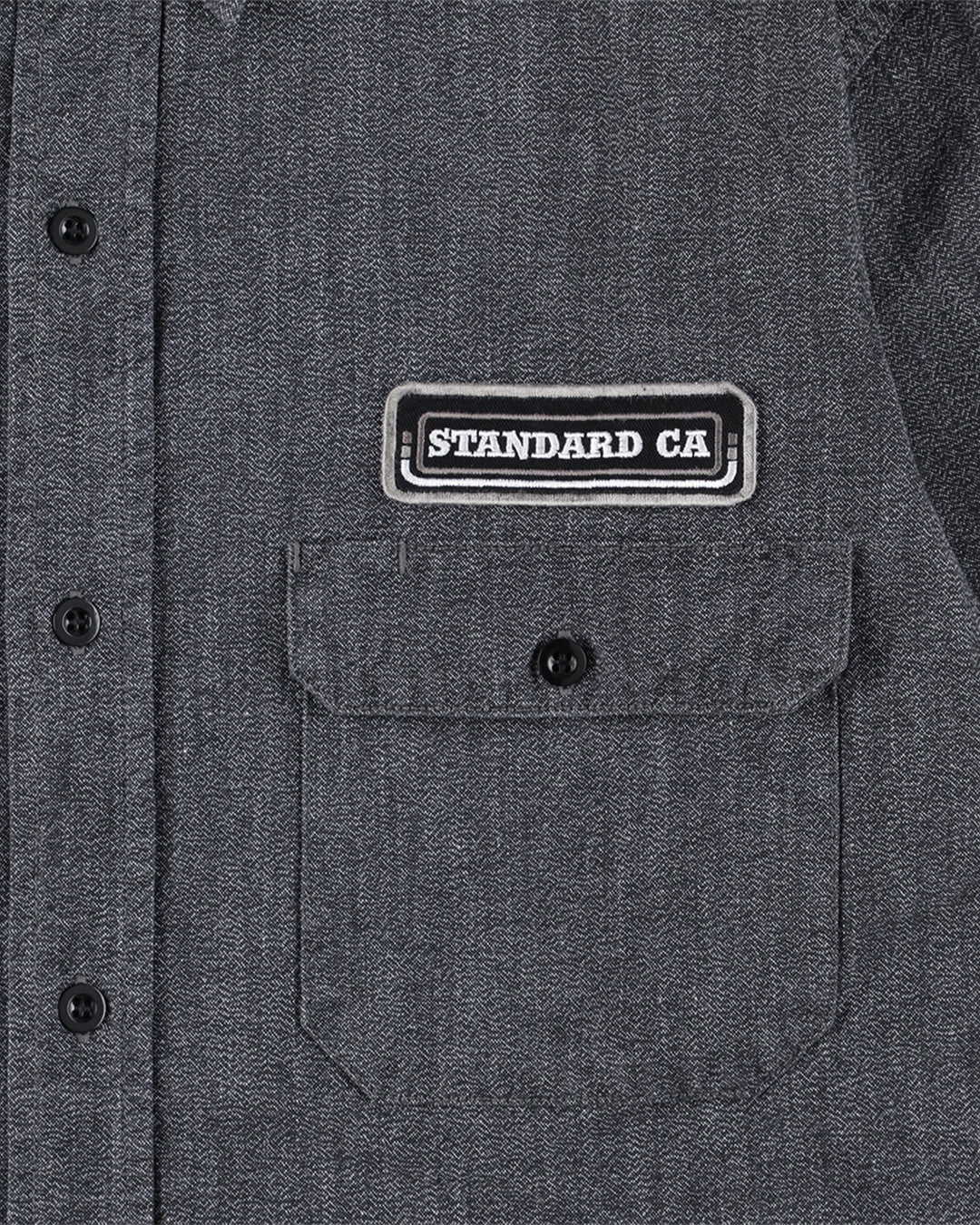 SD Logo Patch Black Chambray Work Shirt Vintage Wash