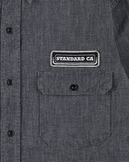 SD Logo Patch Black Chambray Work Shirt Vintage Wash