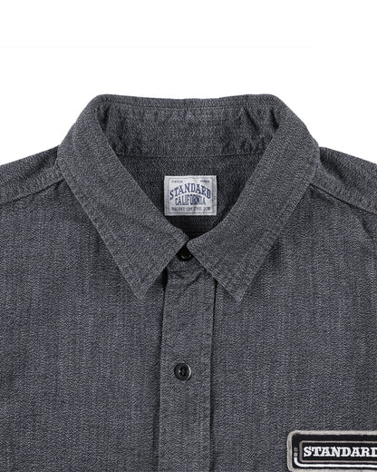 SD Logo Patch Black Chambray Work Shirt Vintage Wash
