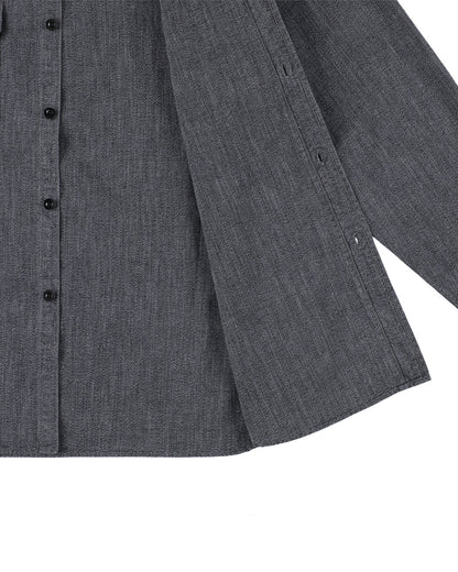 SD Logo Patch Black Chambray Work Shirt Vintage Wash