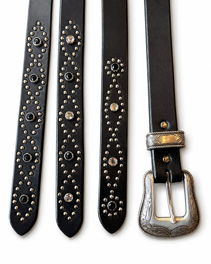 Western Narrow Belt Studs&Stone / BLACK