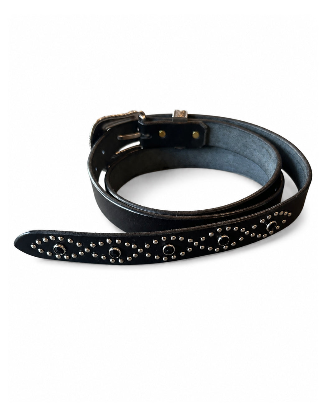 Western Narrow Belt Studs&Stone / BLACK