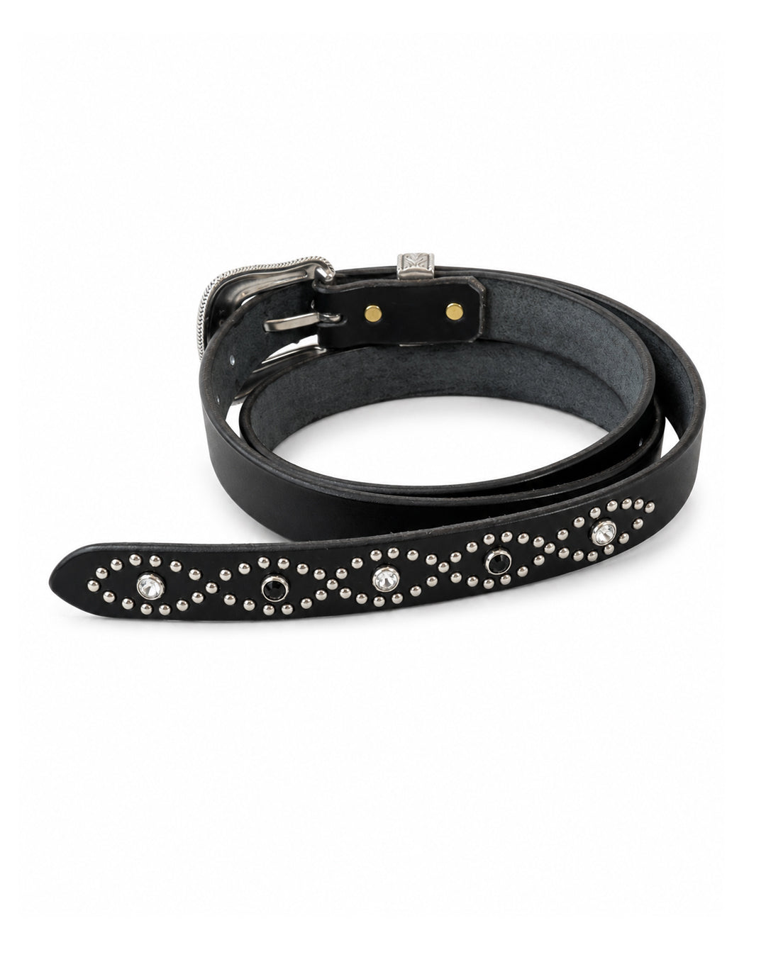 Western Narrow Belt Studs&Stone / BLACK x CLEAR
