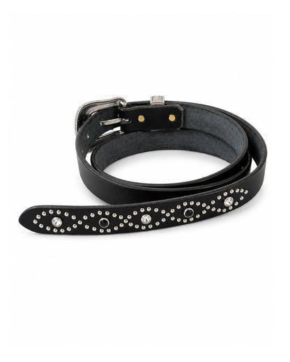 Western Narrow Belt Studs&Stone / BLACK x CLEAR