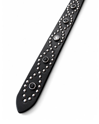 Western Narrow Belt Studs&Stone / BLACK x CLEAR