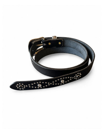 Western Narrow Belt Studs&Stone / BLACK x CLEAR T2