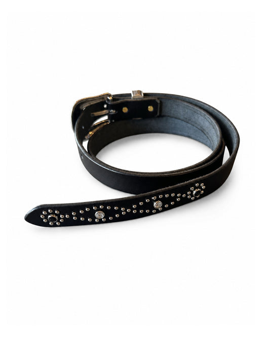 Western Narrow Belt Studs&Stone / BLACK x CLEAR T2