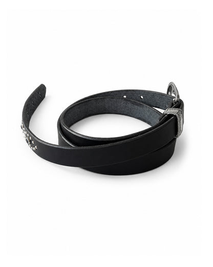 Western Narrow Belt Studs&Stone / BLACK