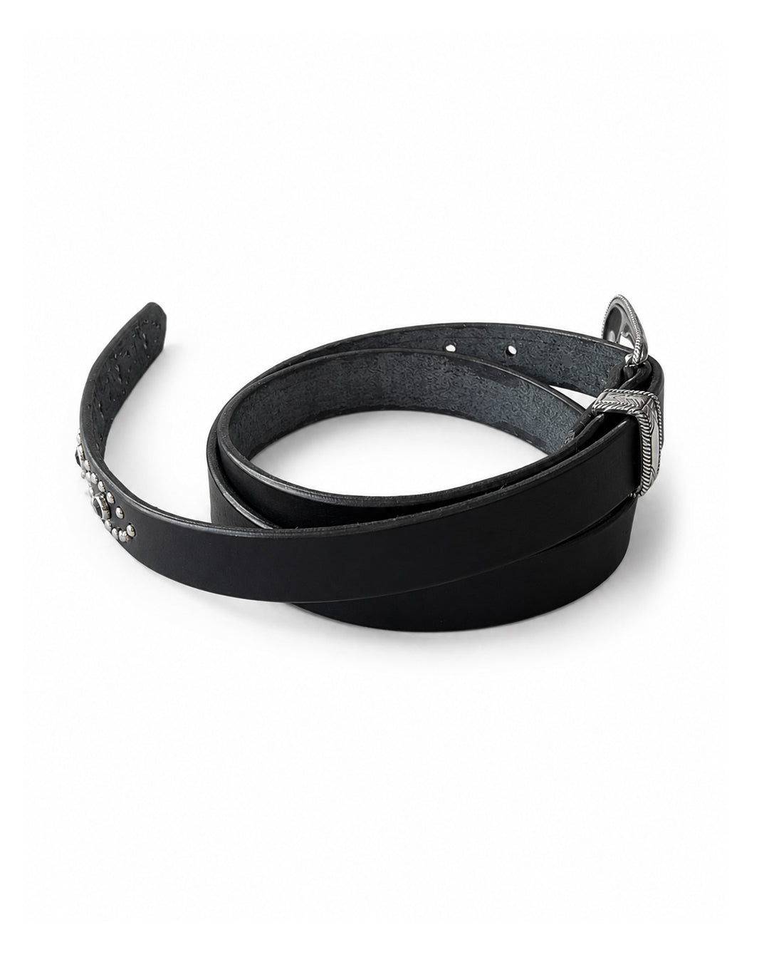 Western Narrow Belt Studs&Stone / BLACK x CLEAR